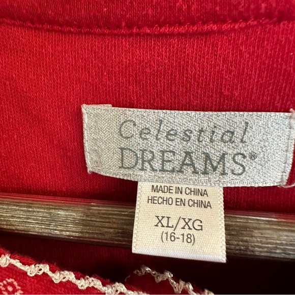 Celestial dreams VTG modest red long sleeve midi night gown, women, XL - Picture 9 of 12